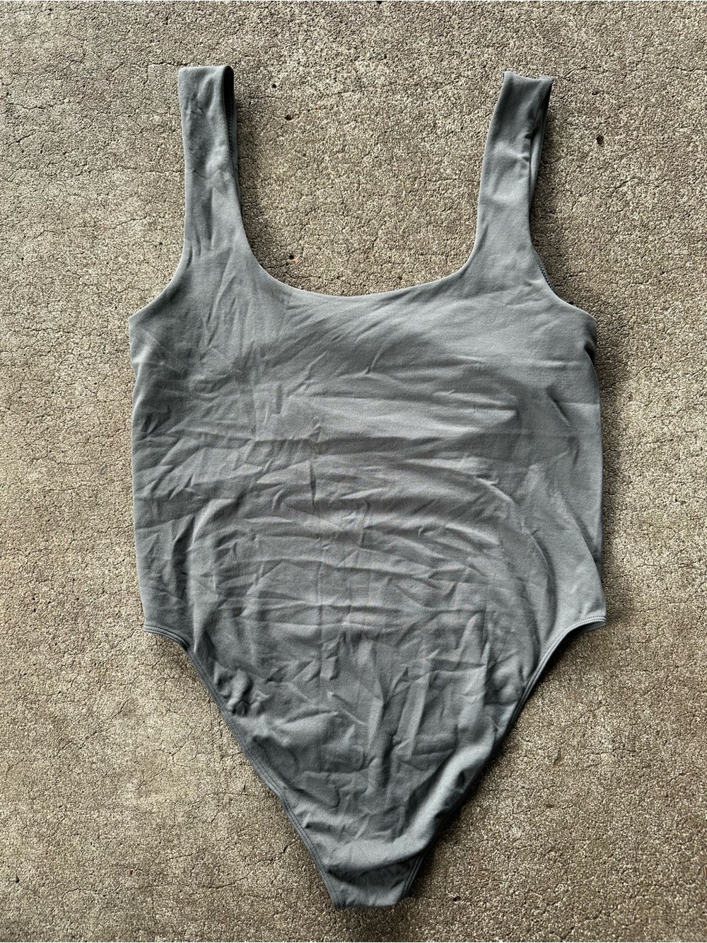 A New Day Gray Square Neck Tank Top Bodysuit